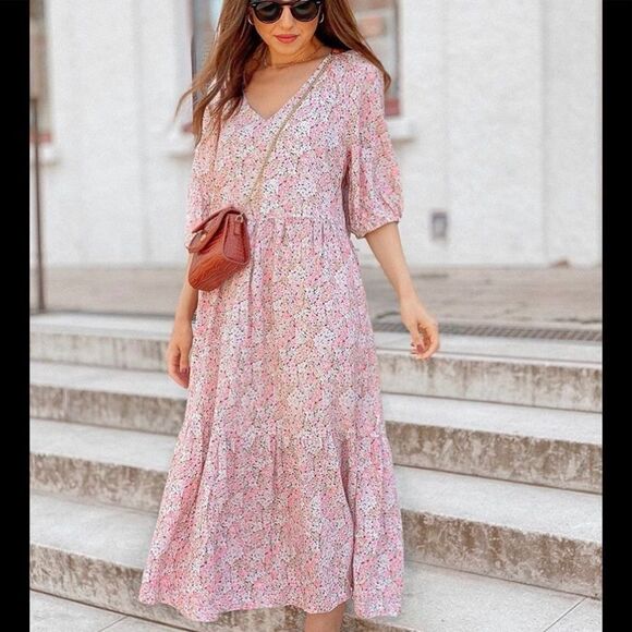 Puff sleeves floral dress H&M. New - Picture 9 of 13